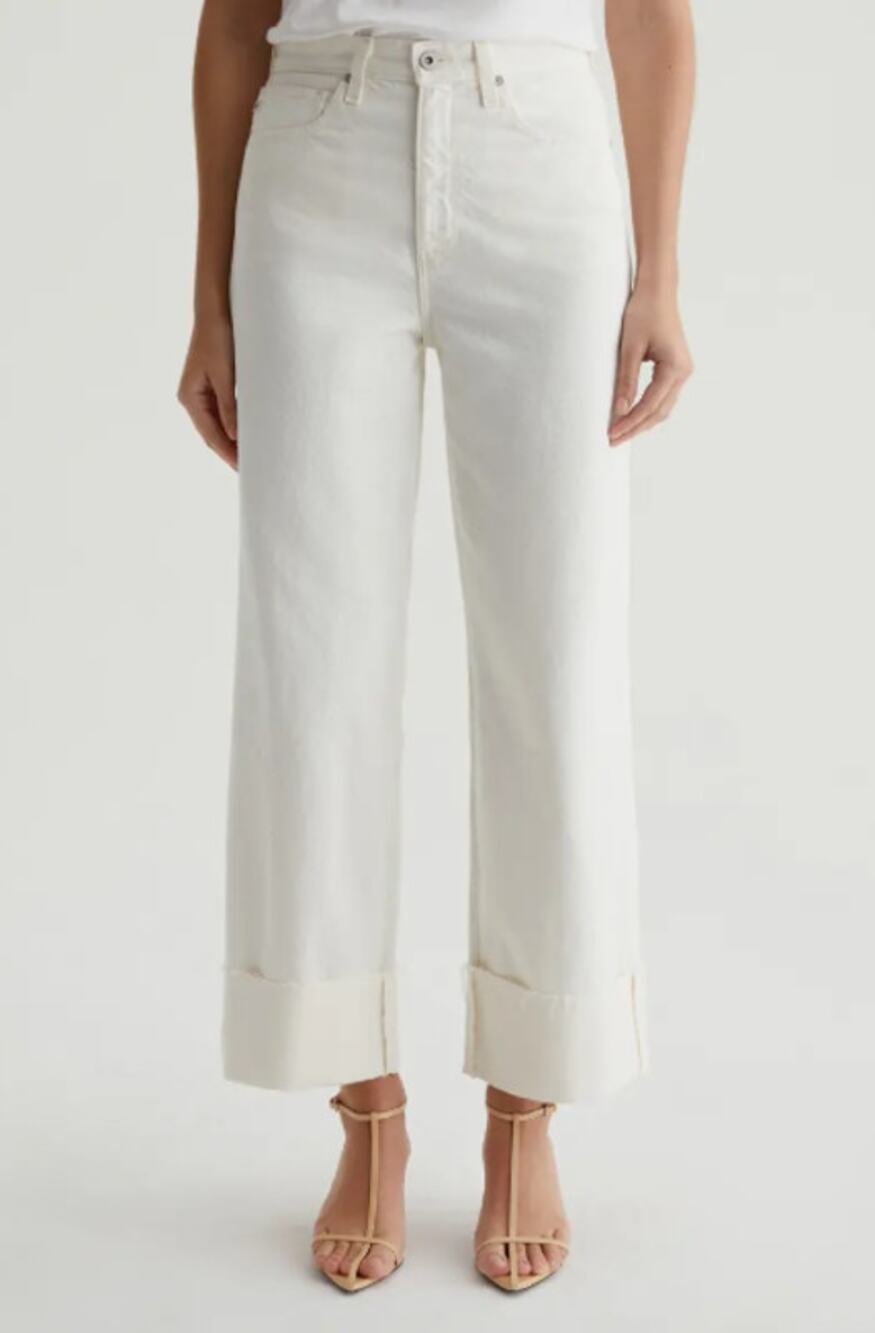 AG ADRIANO GOLDSCHMIED Kora Wide Leg Jeans Size 28 US 6 White 01 YRS Powder NWT